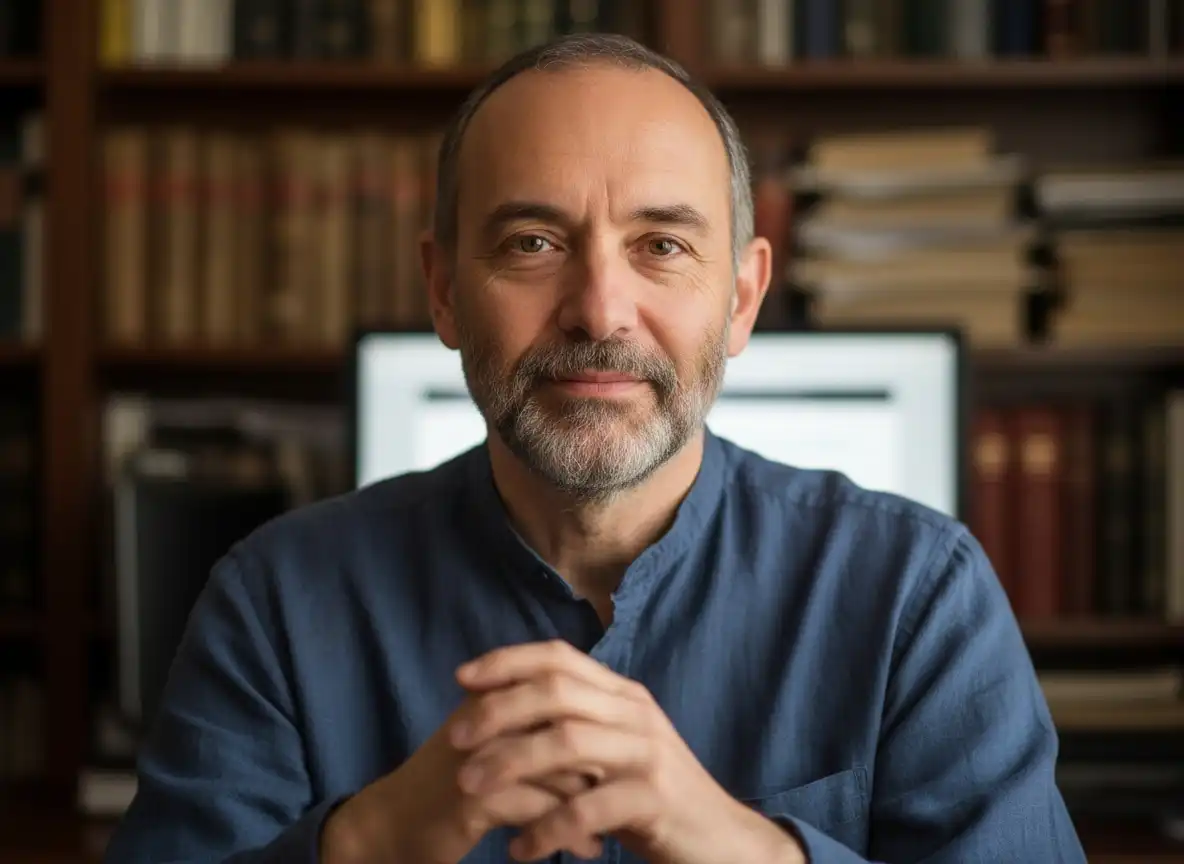 Scholar engaging with AI-powered research tools