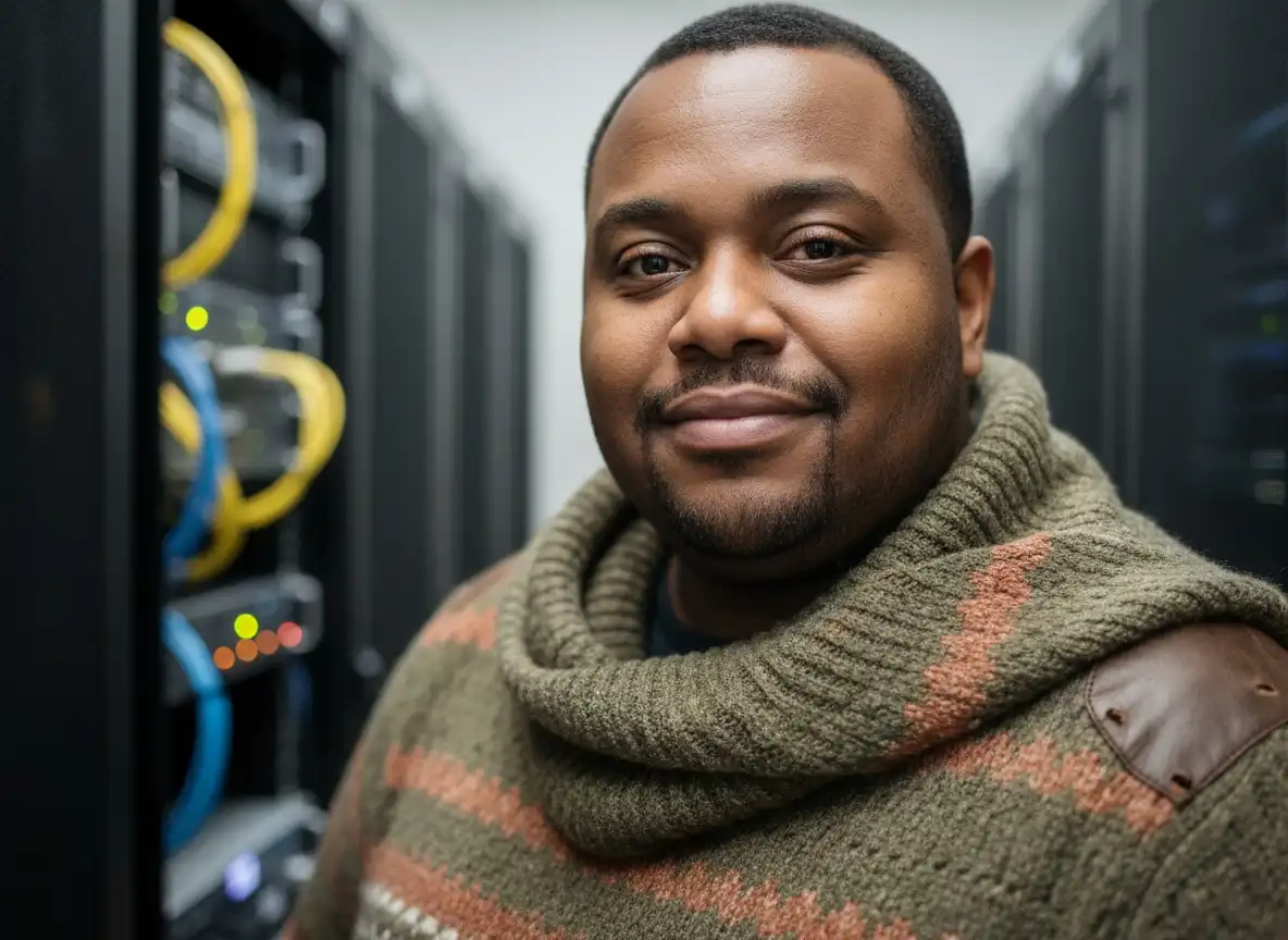 Engineer maintaining digital preservation servers